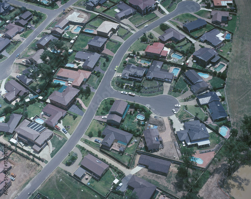 Canvas Print Aerial view of sydney suburban homes.