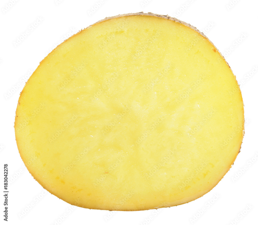 Slice of raw potatoes isolated on white background Slice of raw potatoes isolated on white background