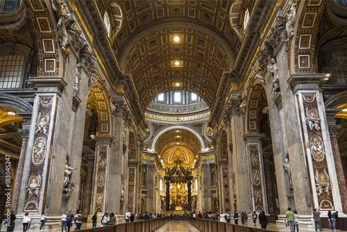 The interior of the Cathedral of St. Peter in the Vatican