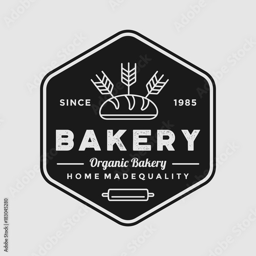 Vintage bakery logo illustration shop vector emblem