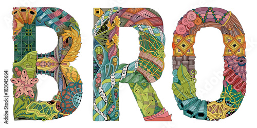 Word BRO. Vector decorative zentangle object
