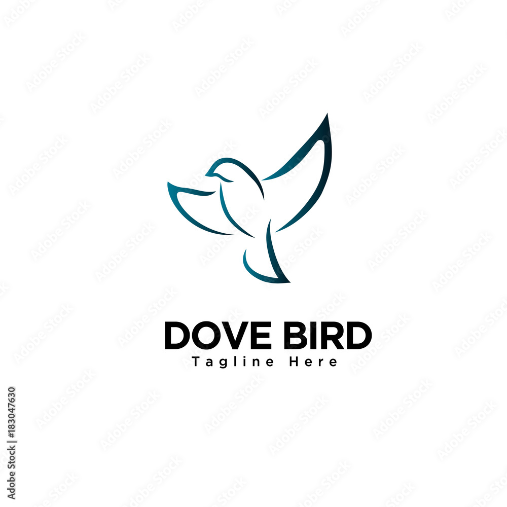 flying dove bird art logo