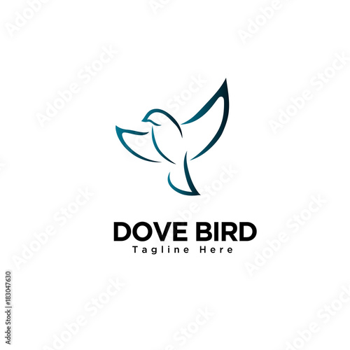 flying dove bird art logo