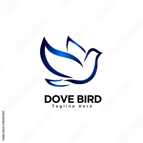 flying dove bird art logo