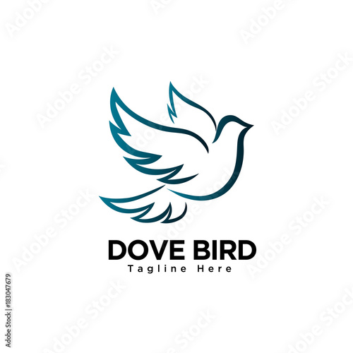 flying dove bird art logo
