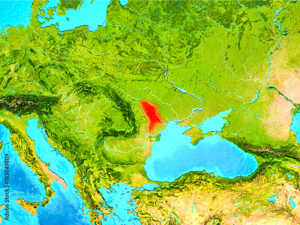 Moldova in red on Earth