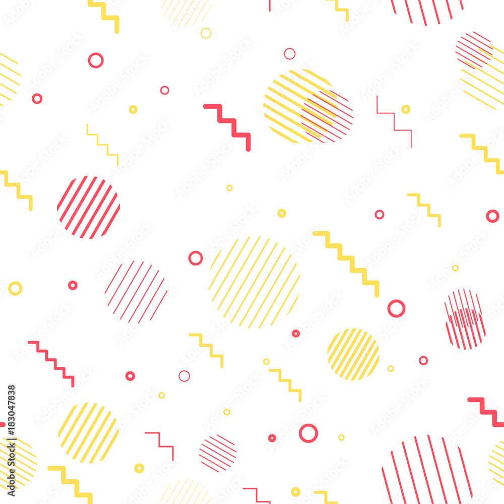 Bright yellow and red minimalistic geometrical elements seamless background Bright yellow and red minimalistic geometrical elements seamless background