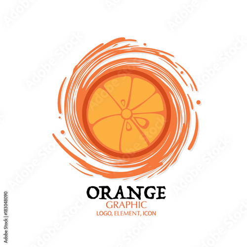 fruit orange graphic element design logo key visual water splash background