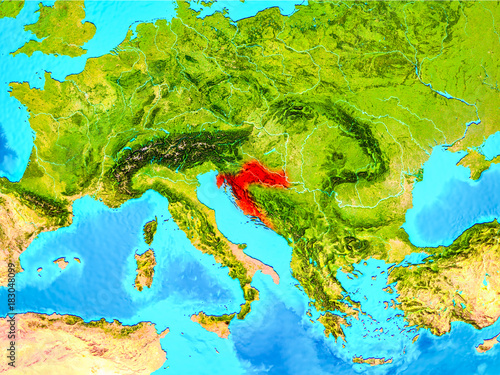 Croatia in red on Earth