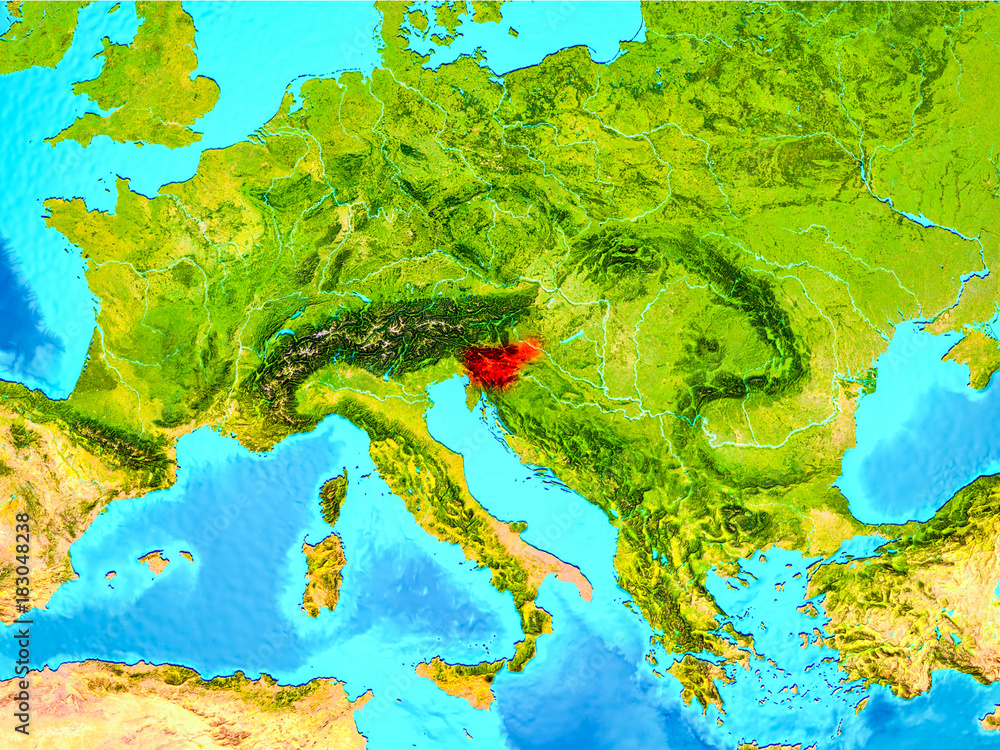 Slovenia in red on Earth