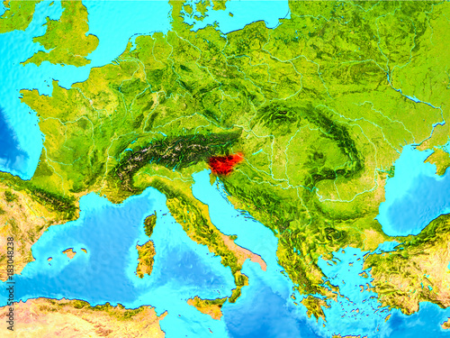 Slovenia in red on Earth