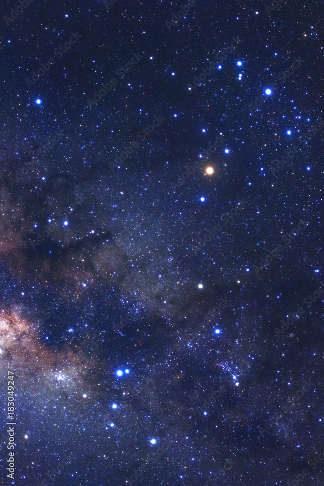 Naklejka premium Scorpio constellation and the center of the milky way galaxy,Long exposure photograph, with grain