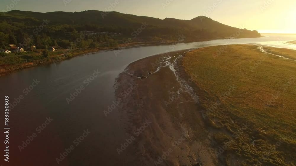 Oregon Coastline Sunset Aerial Shot Oregon Coastline Sunset Aerial Shot