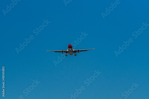 Fototapeta Naklejka Na Ścianę i Meble -  red head air plane ready to land