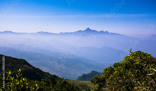 Adam's peak from dolosbage mountain range range, Sri Lanka