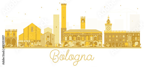 Bologna Italy City skyline golden silhouette.