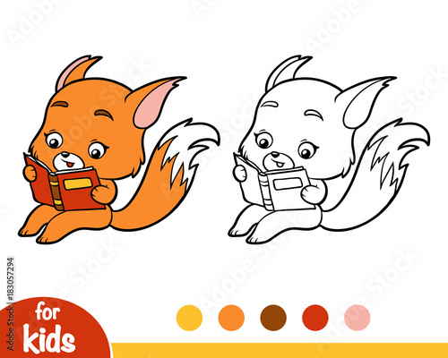 Coloring book, Fox with a book
