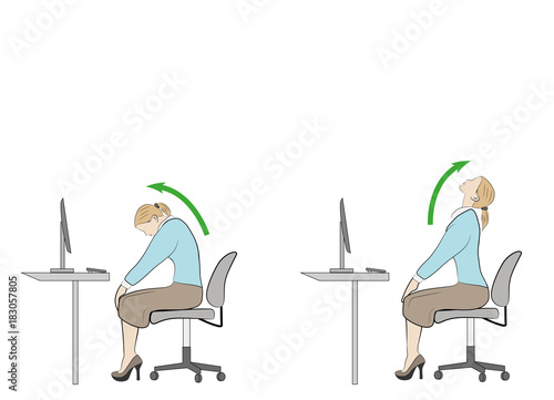 exercises for the neck and head. computer syndrome. vector illustration

