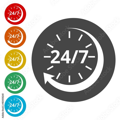 Twenty four hours open, Vector open hours icon 