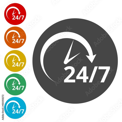 Twenty four hours open, Vector open hours icon 