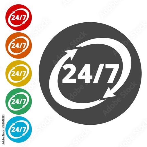 Twenty four hours open, Vector open hours icon 