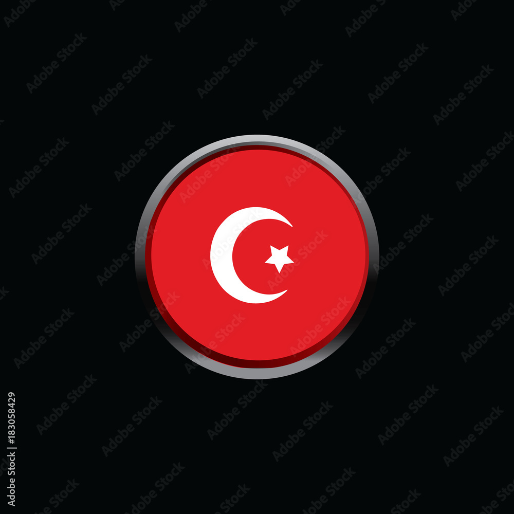 Round turkey button with metallic border. Vector illustration Round turkey button with metallic border. Vector illustration