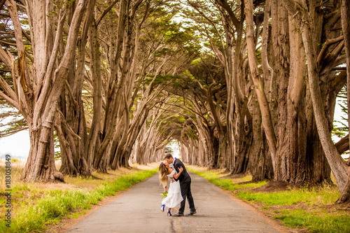 Couple in engagement dress, Marin, California photo
