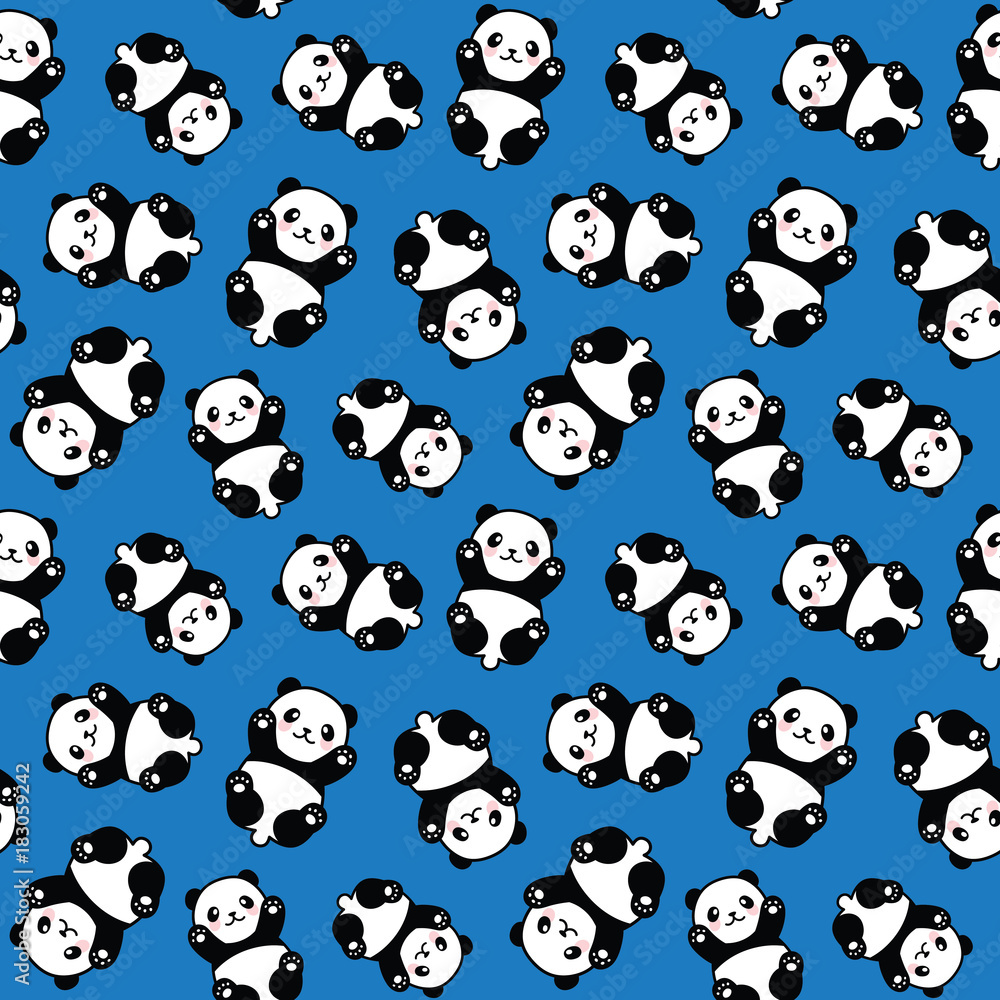 Seamless Cute Cartoon Panda Face Pattern Seamless Cute Cartoon Panda Face Pattern