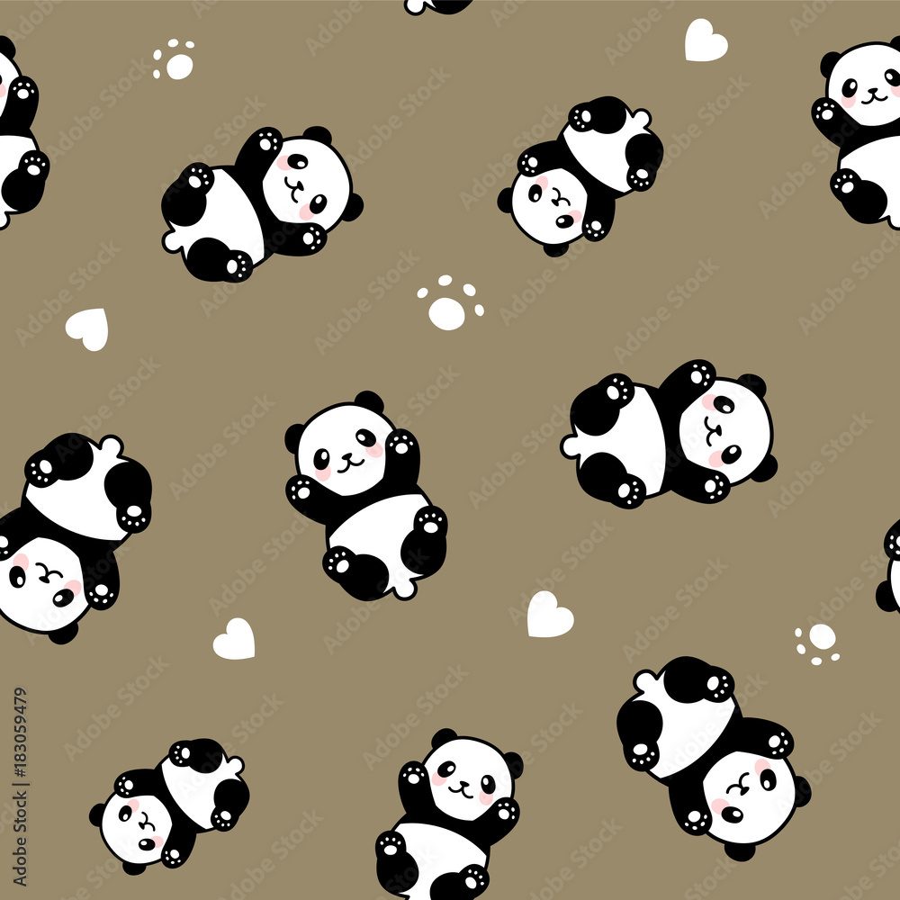 Seamless Cute Cartoon Panda Face Pattern Seamless Cute Cartoon Panda Face Pattern
