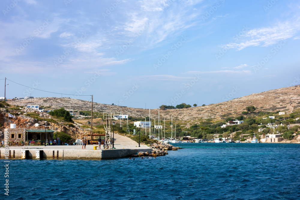 The harbor of Arki island, Dodecanese, Greece