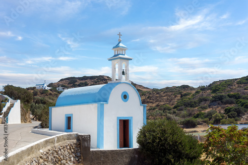 Lovely small white church in Lipsi island, Dodecanese, Greece