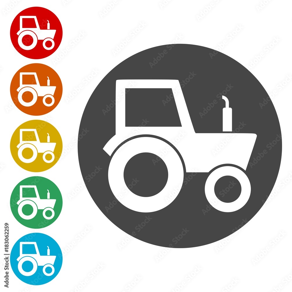 Tractor Icon, Pictogram tractor, side view Tractor Icon, Pictogram tractor, side view