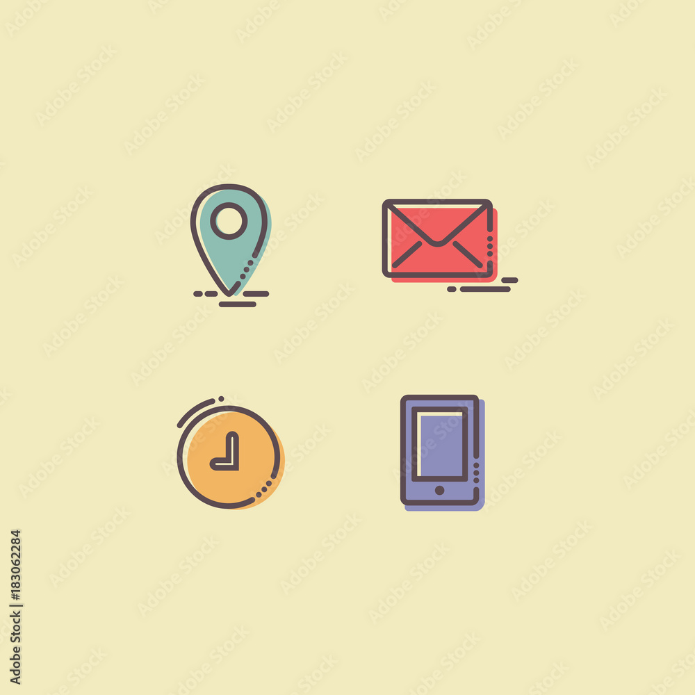 set of flat colored contact icons set of flat colored contact icons