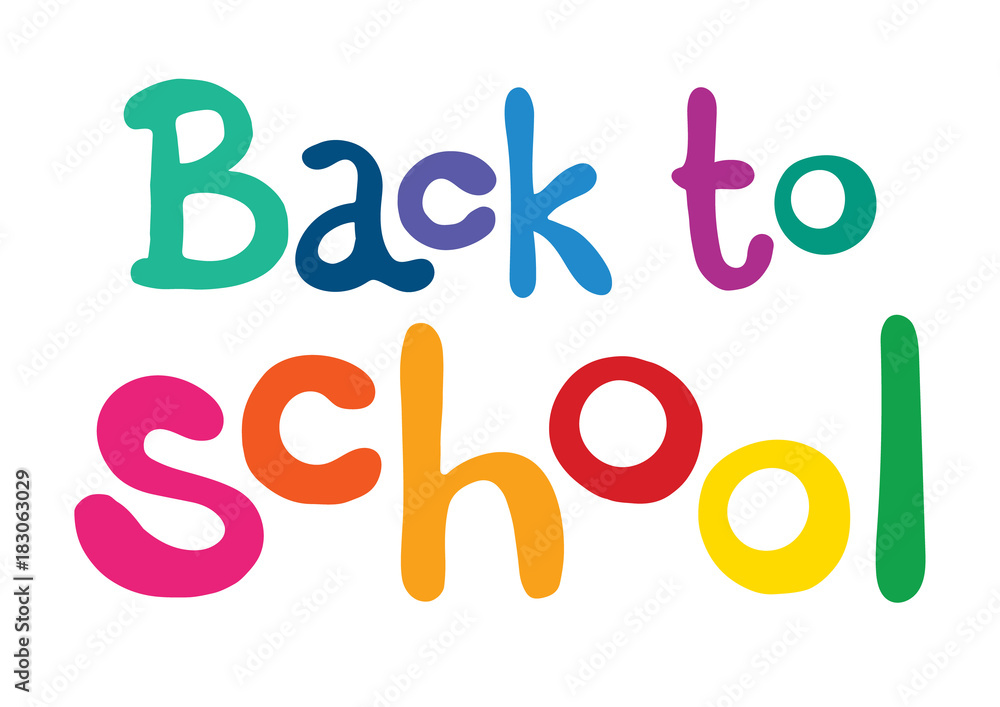 Naklejka premium Color phrase Back to school on white background. Lettering. Vector art.
