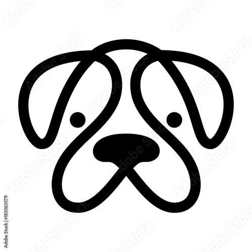 Bulldog. Monochrome dog head logo, symbol design on white background. Vector