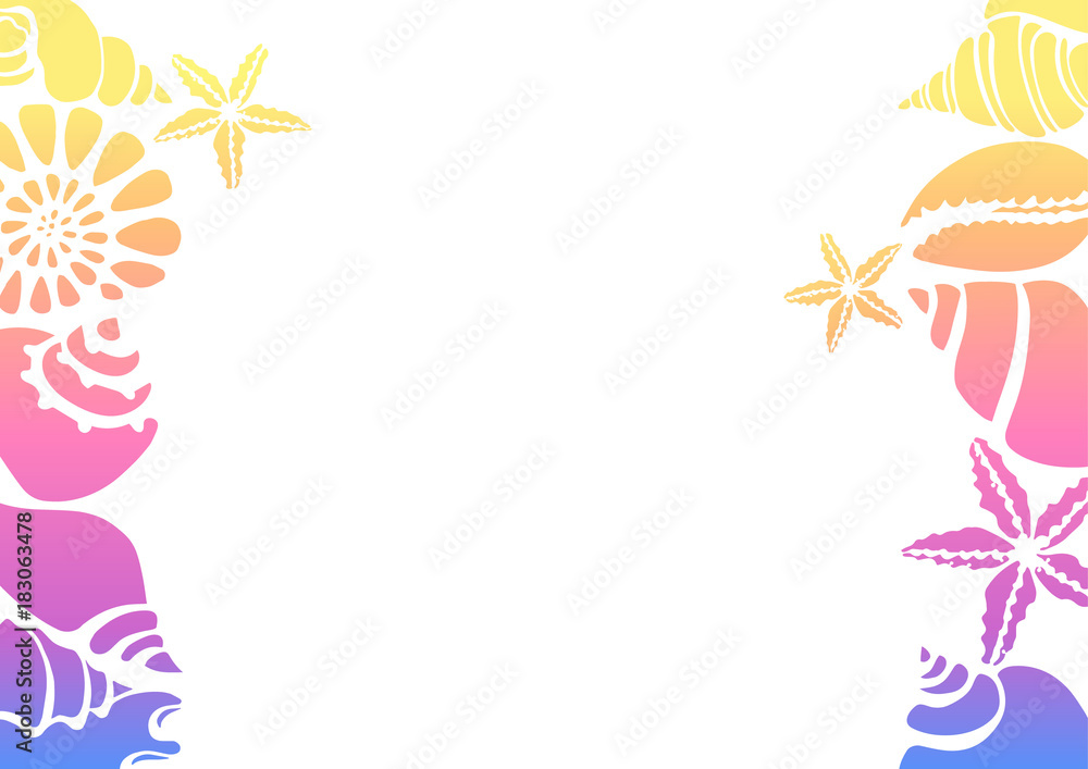 Soft color template of silhouettes of sea shells on a white background. Vector