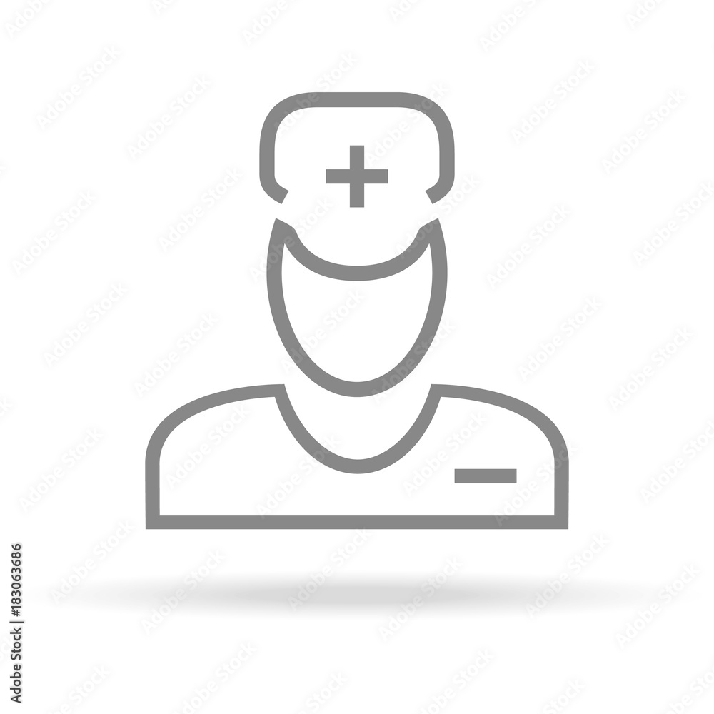 Doctor, Medical Care Icon In Trendy Thin Line Style Isolated On White Background. Medical Symbol For Your Design, Apps, Logo, UI. Vector Illustration, Eps10.