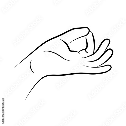 Hand in yoga mudra. Prithvi-Mudra isolated on white background. Vector illustration