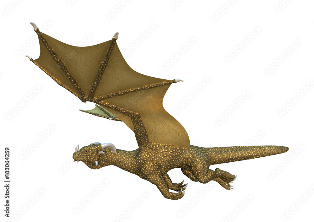 3D Rendering Fantasy Dragon on White 3D Rendering Fantasy Dragon on White