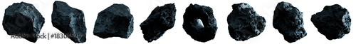 Dark rock asteroid pack 3D rendering photo