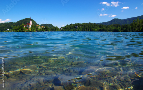 Landscape Lake Bled and mountains