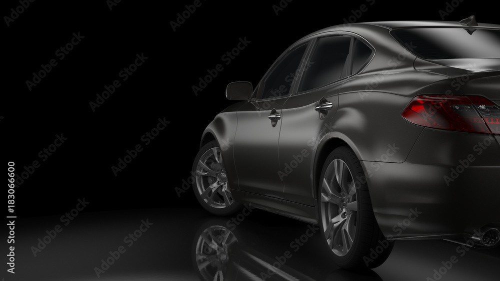 Dark car silhouette 3D illustration