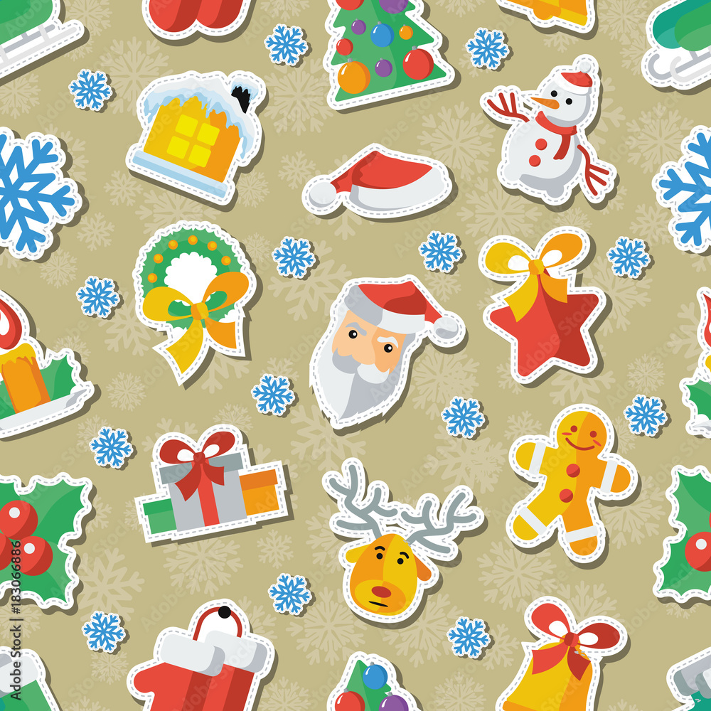 Fototapeta premium Illustration for Christmas and New Year Flat design Vector illustration applique