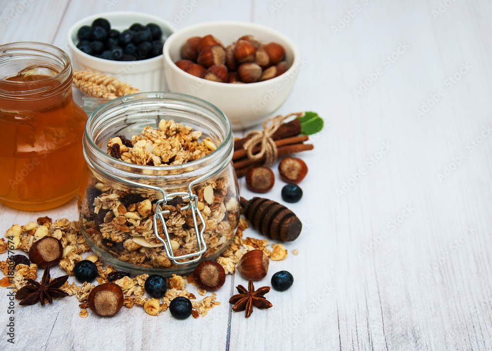 homemade granola in jar