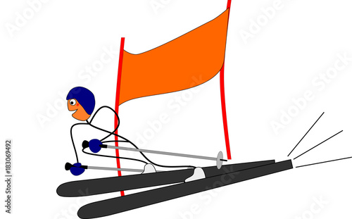 Strichmännchen beim Ski Alpin - Slalom