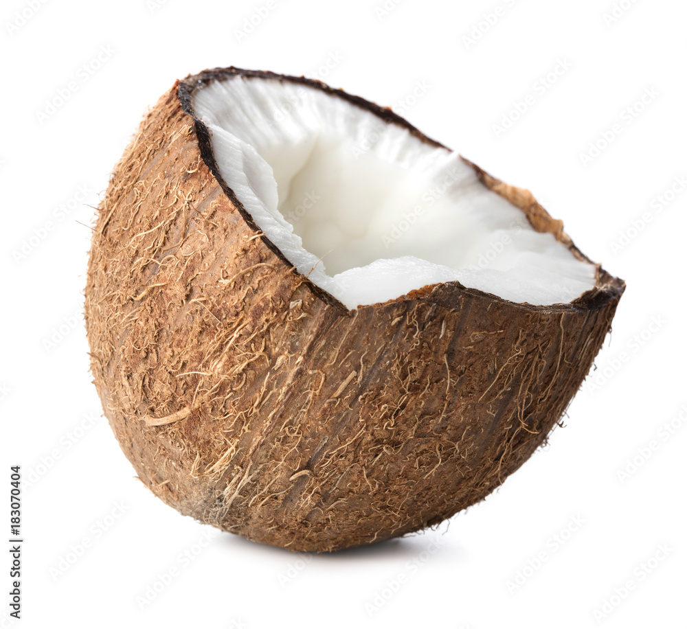 half of coconut isolated on white background half of coconut isolated on white background