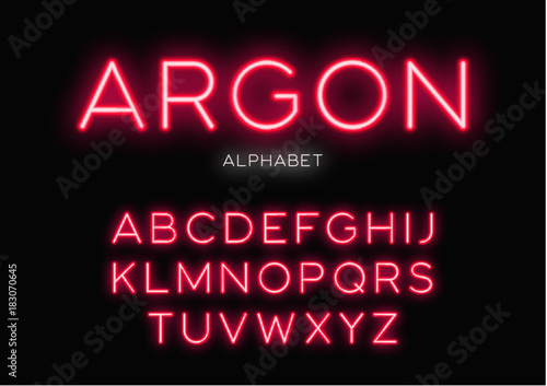 Glowing neon typeface design. Vector alphabet, letters, font, typography.