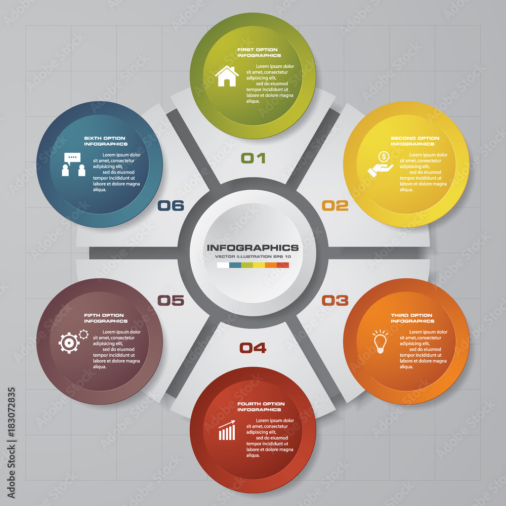 Modern 6 steps process. Simple&Editable abstract design element. EPS10. Modern 6 steps process. Simple&Editable abstract design element. EPS10.