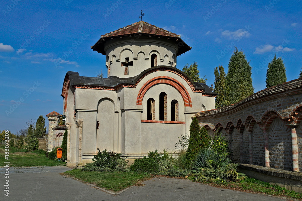 Entrance into monastery komplex in Kovilj, Serbia