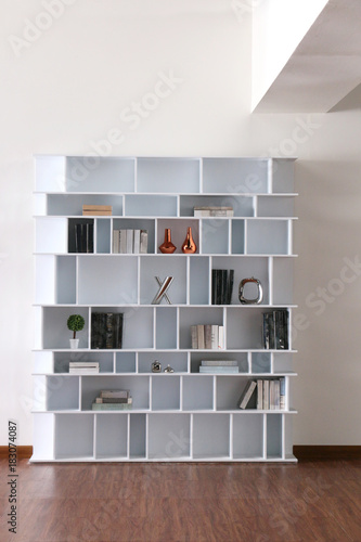 white modren design book shelf © Praiwan Wasanruk